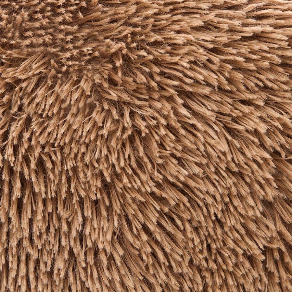 Tan/Khaki Luxury Furry Faux Fleece Pompom Cute Dorm Throw Pillow Decor Cover Set - Picture 5 of 8